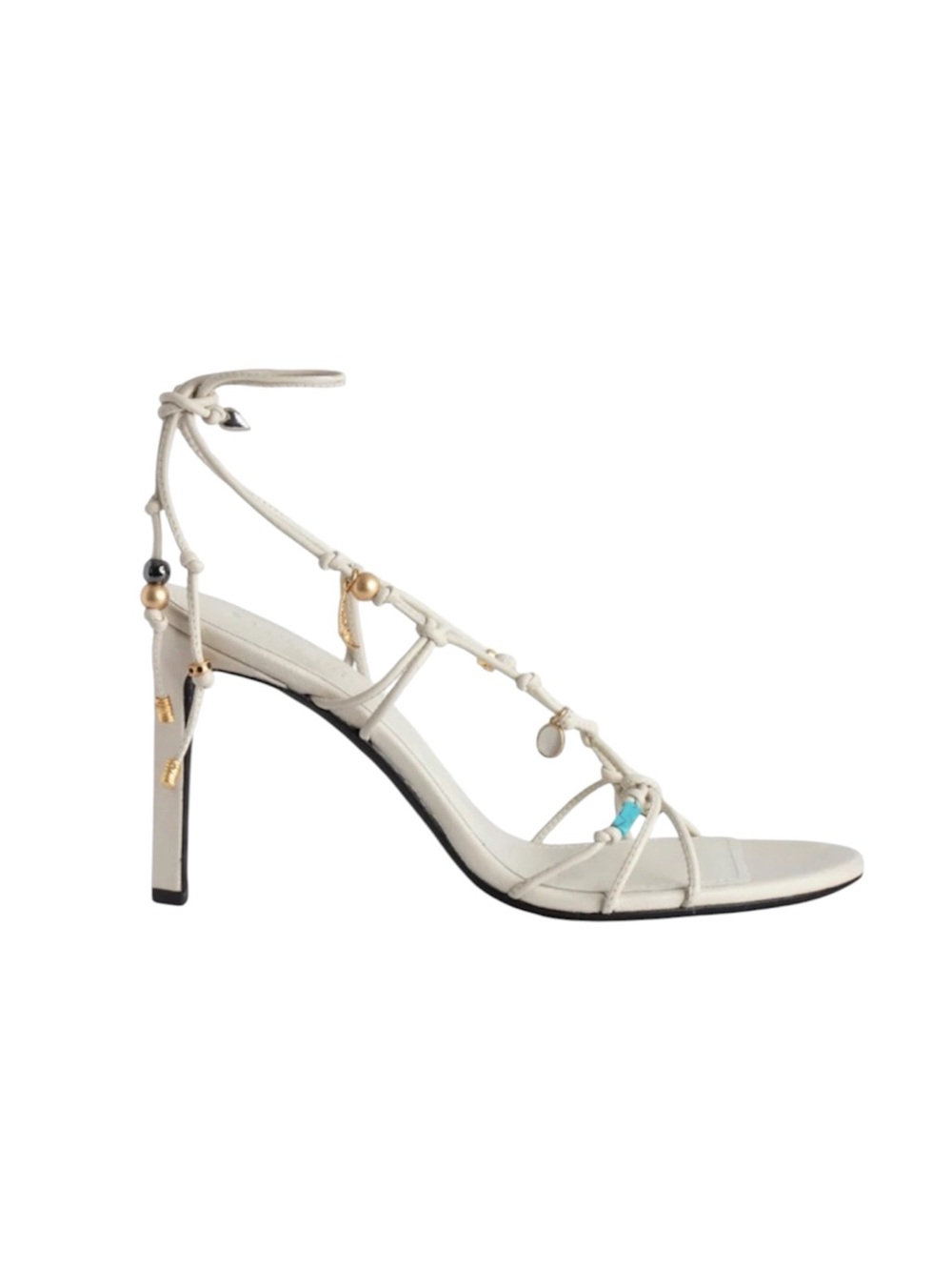 Zadig & Voltaire Alana Smooth Lambskin Strappy Heeled Sandals Cream EU 40 US 10